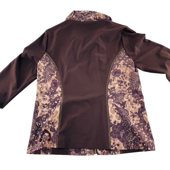 Zenergy By Chicos Brown & Beige Floral Jacket Size 0 - Picture 4 of 5